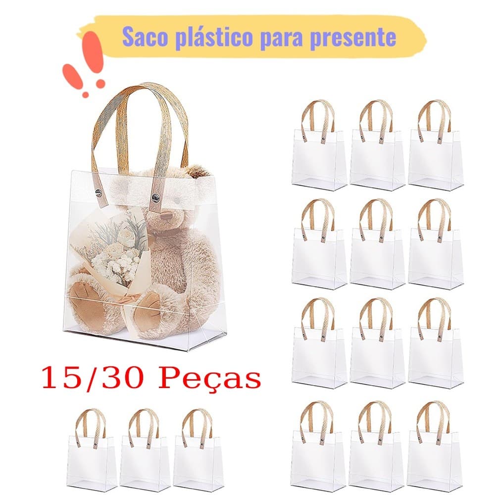 Saco de presente 15/30 unidades: 16x13x8cm, fosco + alça. Adequado para papelaria, casamento, aniversário