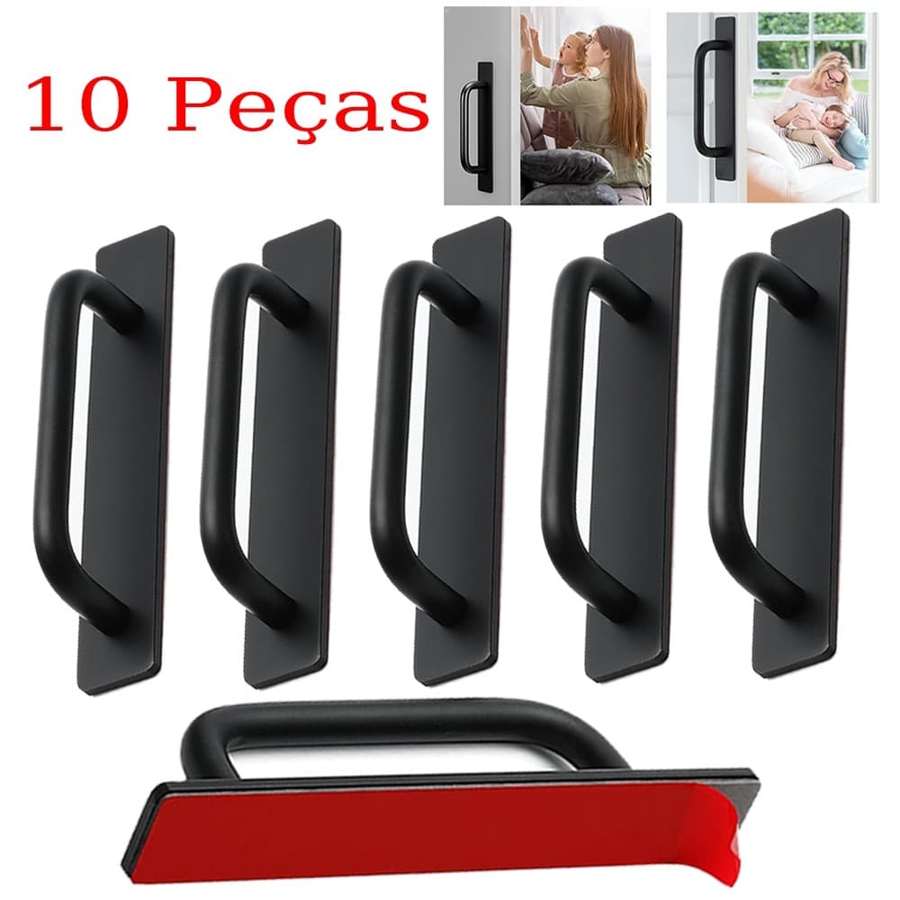 10 peças alça autoadesiva de liga de alumínio de 14.8 cm, adequada para armários de cozinha e gavetas, preta