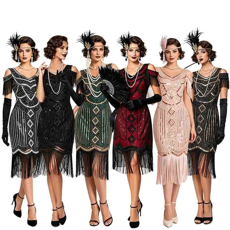Vestido Gatsby Feminino Dos Anos 1920 , Franja Longa , Vintage , Lantejoulas , Arte Deco , Coquetel , Melindrosa Com Man
