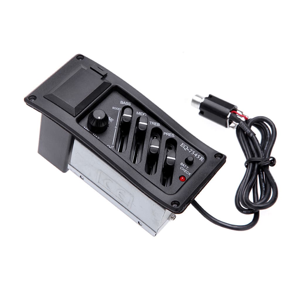 andobr Equalizador EQ De 4 Bandas Piezo Pickup-7545R Pré-Amplificador De Guitarra Acústica Afinador De