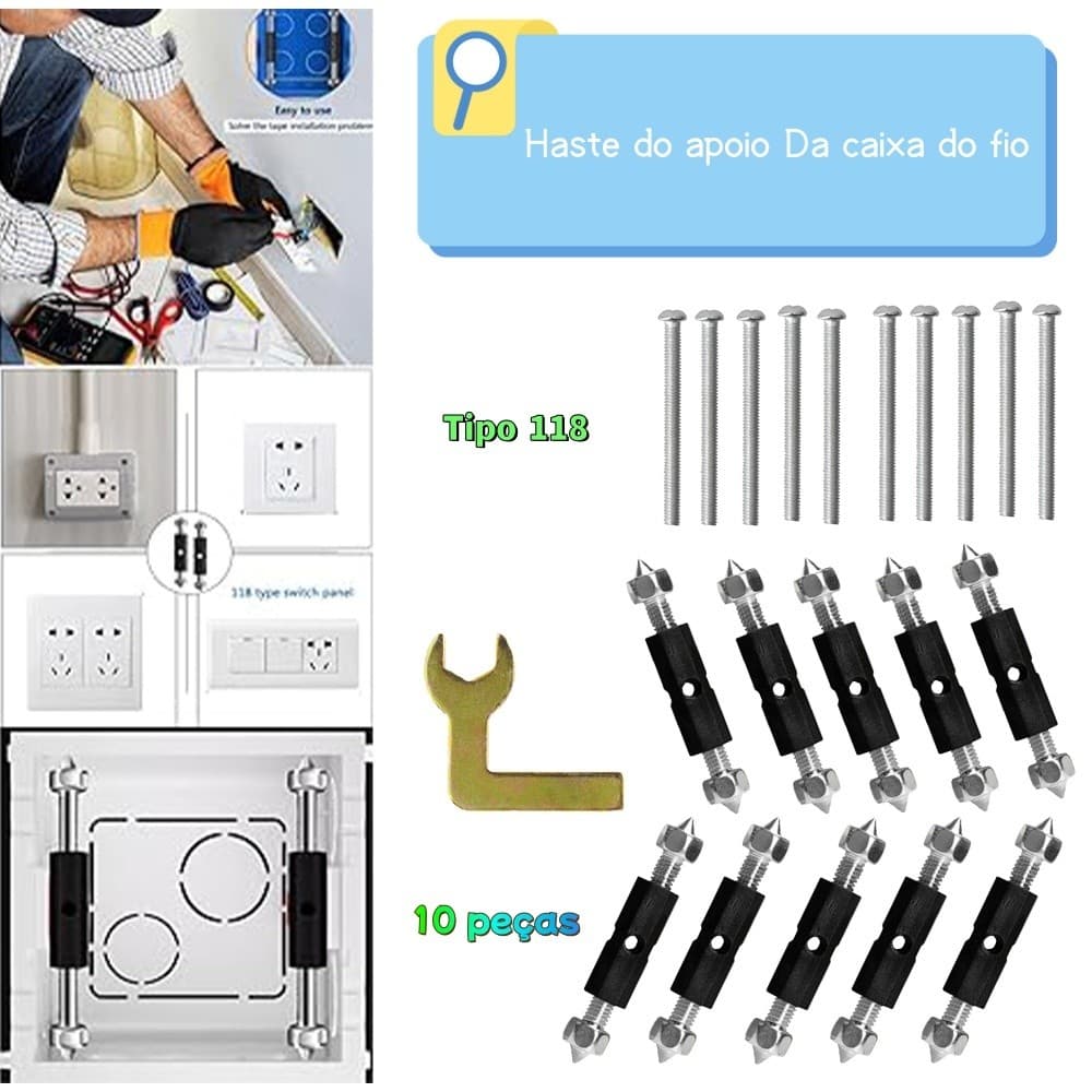Conjunto de 10 peças Kit de reparo de soquete tipo 118, suporte de alavanca de interruptor Universal, cerca de 50-61 mm