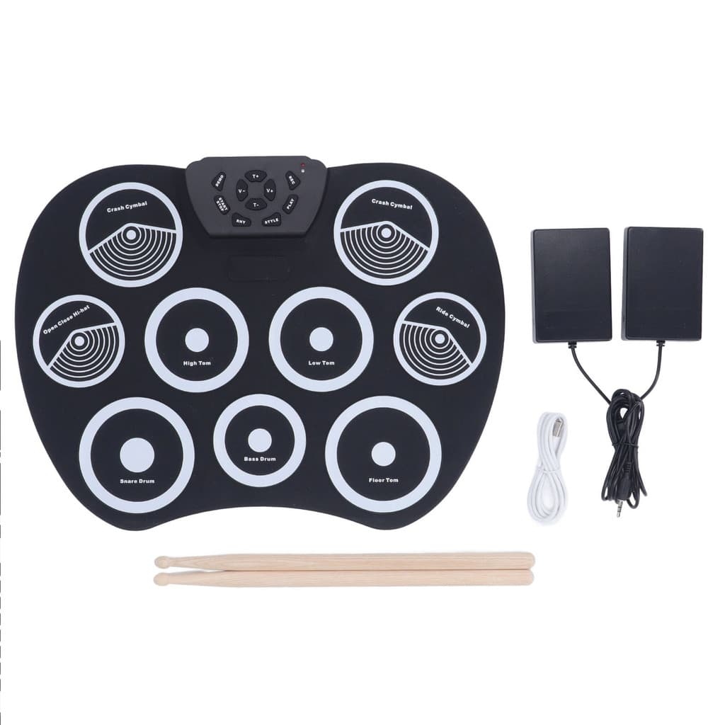 sicibr Roll Up Conjunto De Bateria Elétrica Portátil Leve 9 Almofadas Kit Eletrônico Para Prática