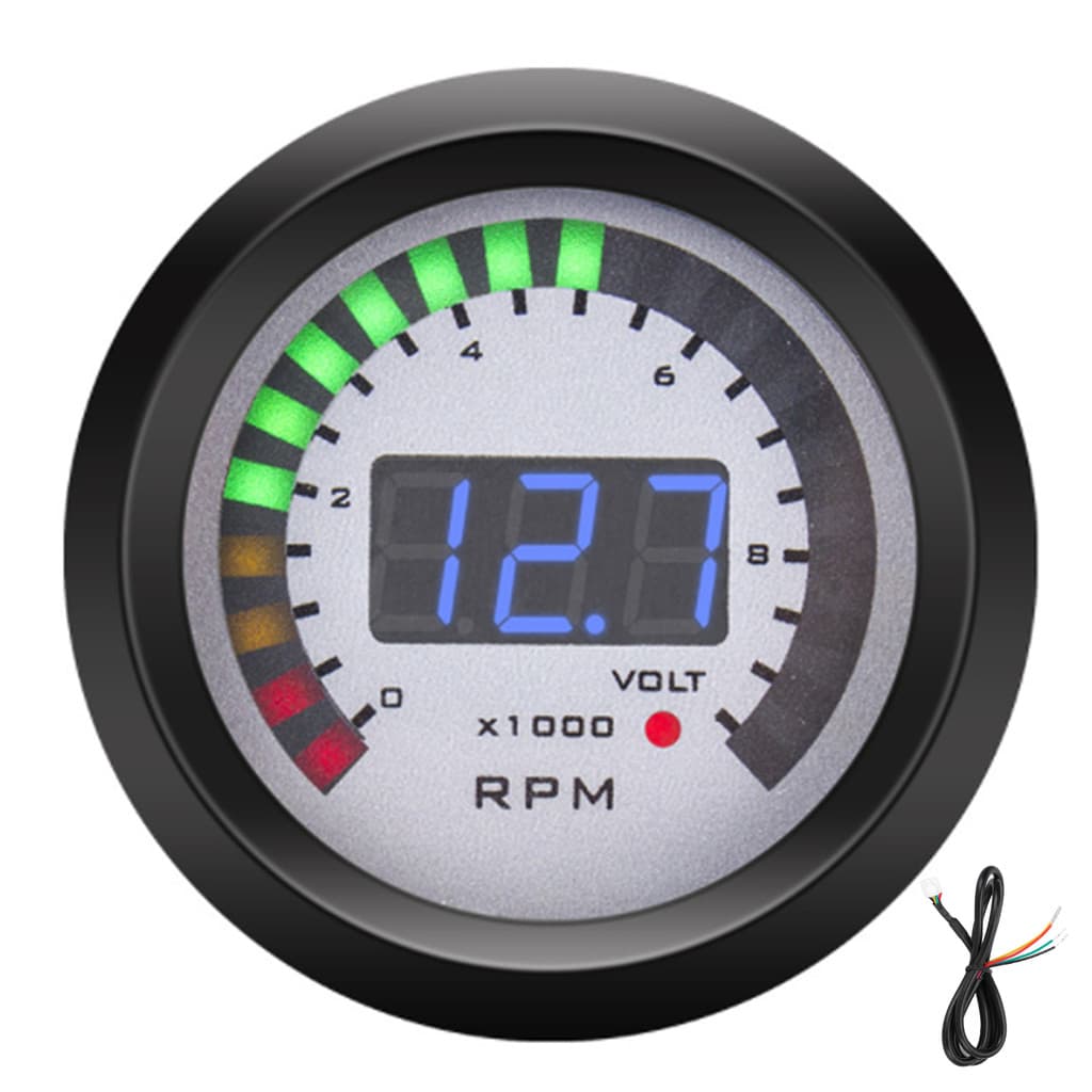 Tacômetro Digital Cawdbr 52 Mm/2 Pol . 0-9999 RPM Substituição Para Veículos A Gasolina Com Cilindro 12V 4/6/8