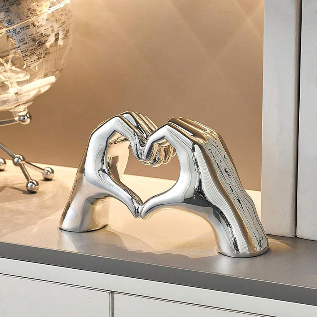 [SKI] Estatueta De Gesto De Amor Impressa Em 3D , Coração , Formato De Mão , Estátua , Escultura , Escritório Casa , Fes