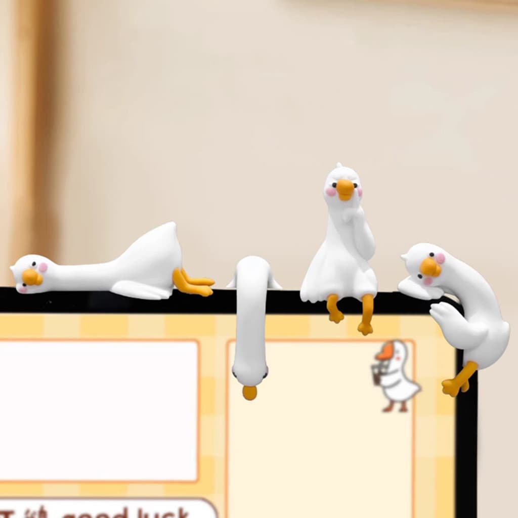 [SKI] Ornamento De Pato 3D Resina Desenho Animado Mini Estatueta Computador Monitor De TV Decoração Colecionável Para Am