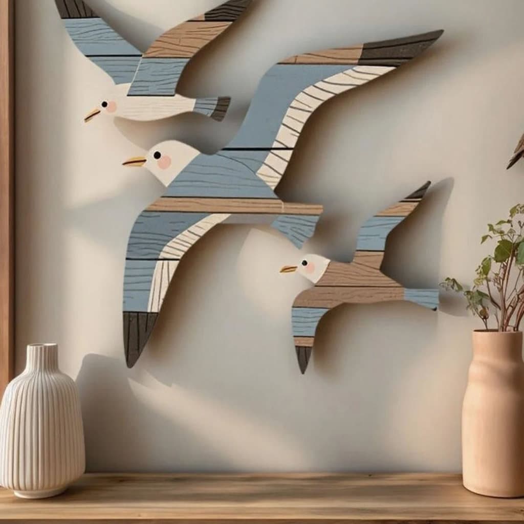 [SKI] 3 Unidades/Conjunto Decoração De Parede De Gaivota De Madeira Fazenda Rústica Flying Gull Arte Casa Quarto Sala De