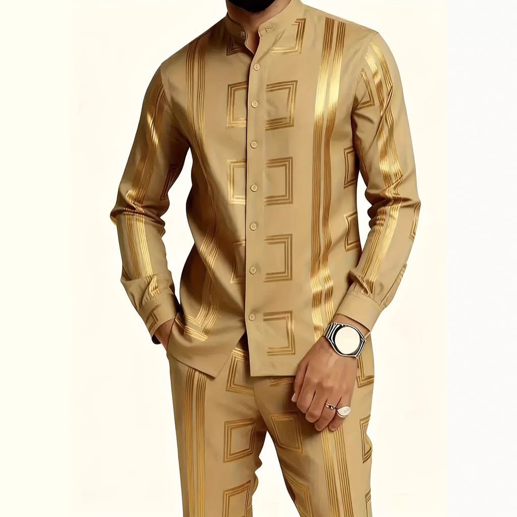2026 venda quente novo estilo xadrez Irregular masculino Casual em torno do pescoço gola alta calças de manga comprida c