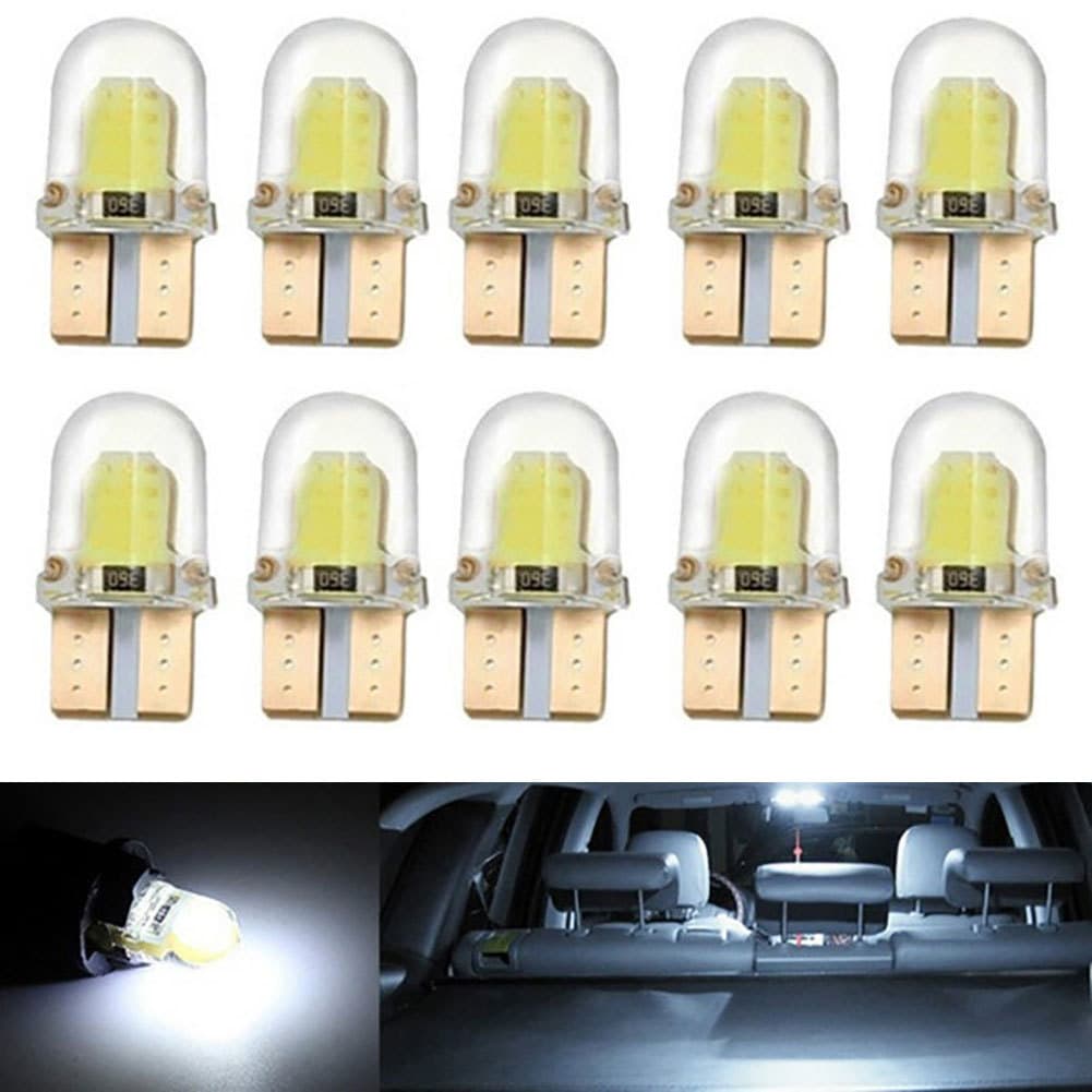 SHENYOU 10 Unidades LED Branco T10 W5W COB Canbus Silicone Lâmpadas De Luz De Placa De Carro