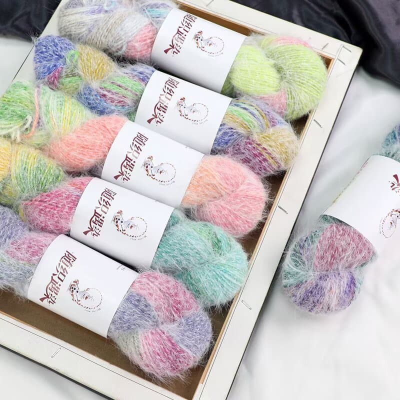 1 Rolo 100g Mistura De Lã Gradiente De Neve Tingida À Mão Pelúcia Longa Para Cobertor Estampado Tecido , Chapéu , Cachec