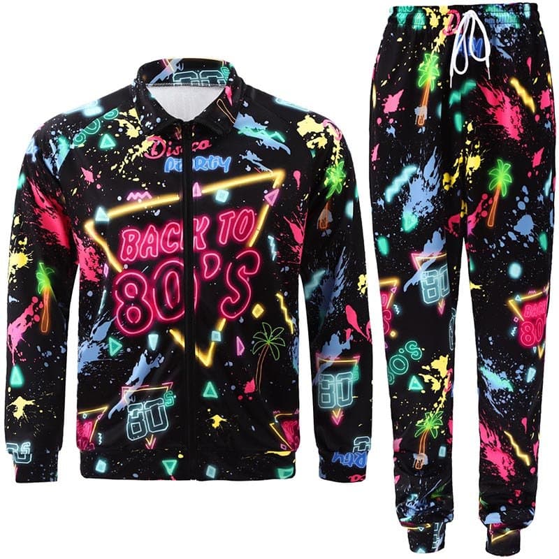 Roupa De Discoteca Retrô Dos Anos 80 90 Para Homens Com Gravação Lateral Esportiva Urbana Streetwear