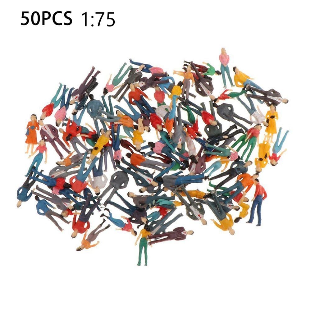 Conjunto De 50 Figuras De Passageiros De Trem Pintadas , Escala 1 : 75 , Multicoloridas .