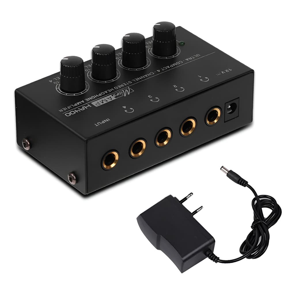 Amplificador Fone Profissional 4 Saídas P10 Metal