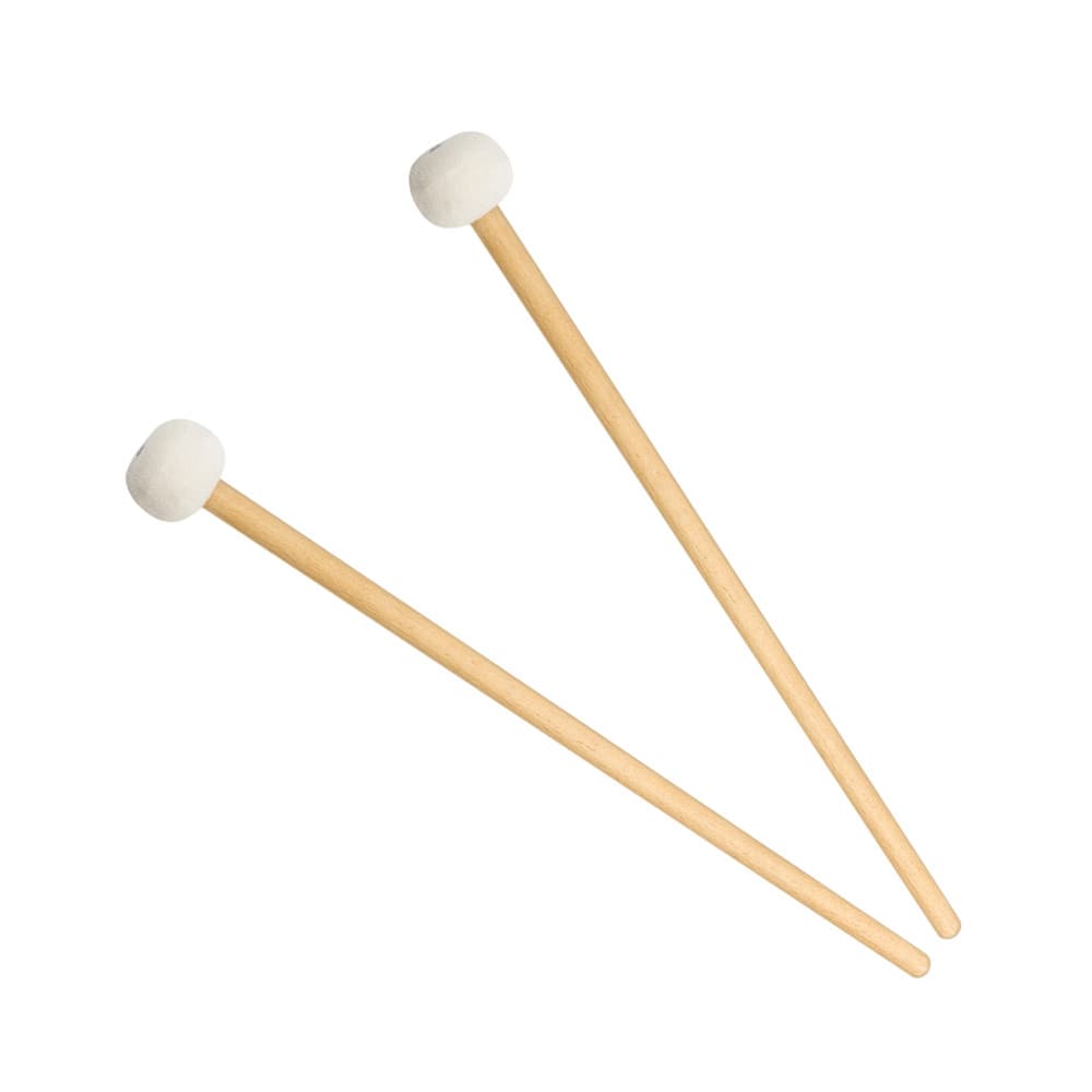 [Em Estoque] 1 Par De Baquetas De Feltro Com Cabo De Madeira Para Instrumento De Percussão Branco