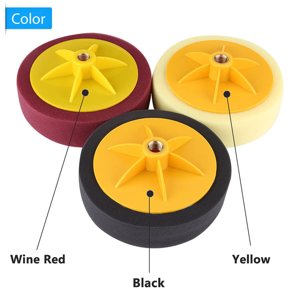 Mmhmbr 6 Polegadas/15cm Esponja Roda Polimento Cera Almofada Kit Ferramenta Para Polidor De Carro Preto Amarelo Vinho Ve
