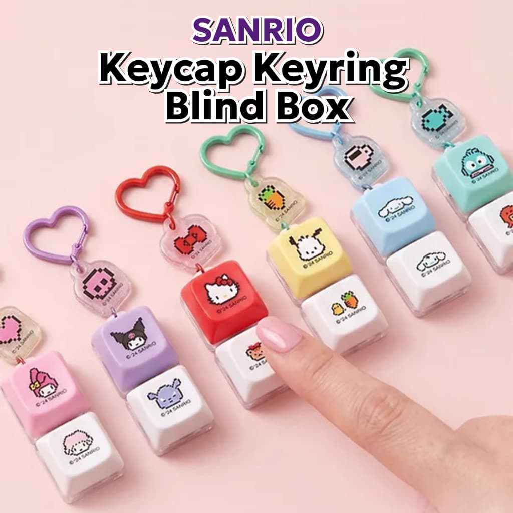 [Sanrio] Chaveiro LED Click Keycap Mini Pingente Iluminado | Caixa Cega Clicky Fidget Toy Colecionável