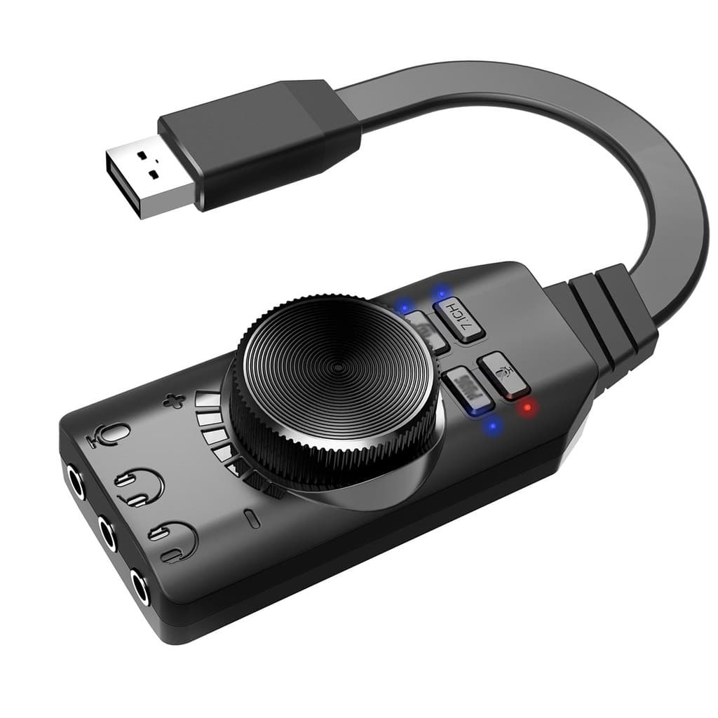 [Em Estoque] GS3 USB 2.0 Placa De Som Externa Virtual Adaptador De 7.1 Canais Plug and Play Com Entradas De Microfone Pa