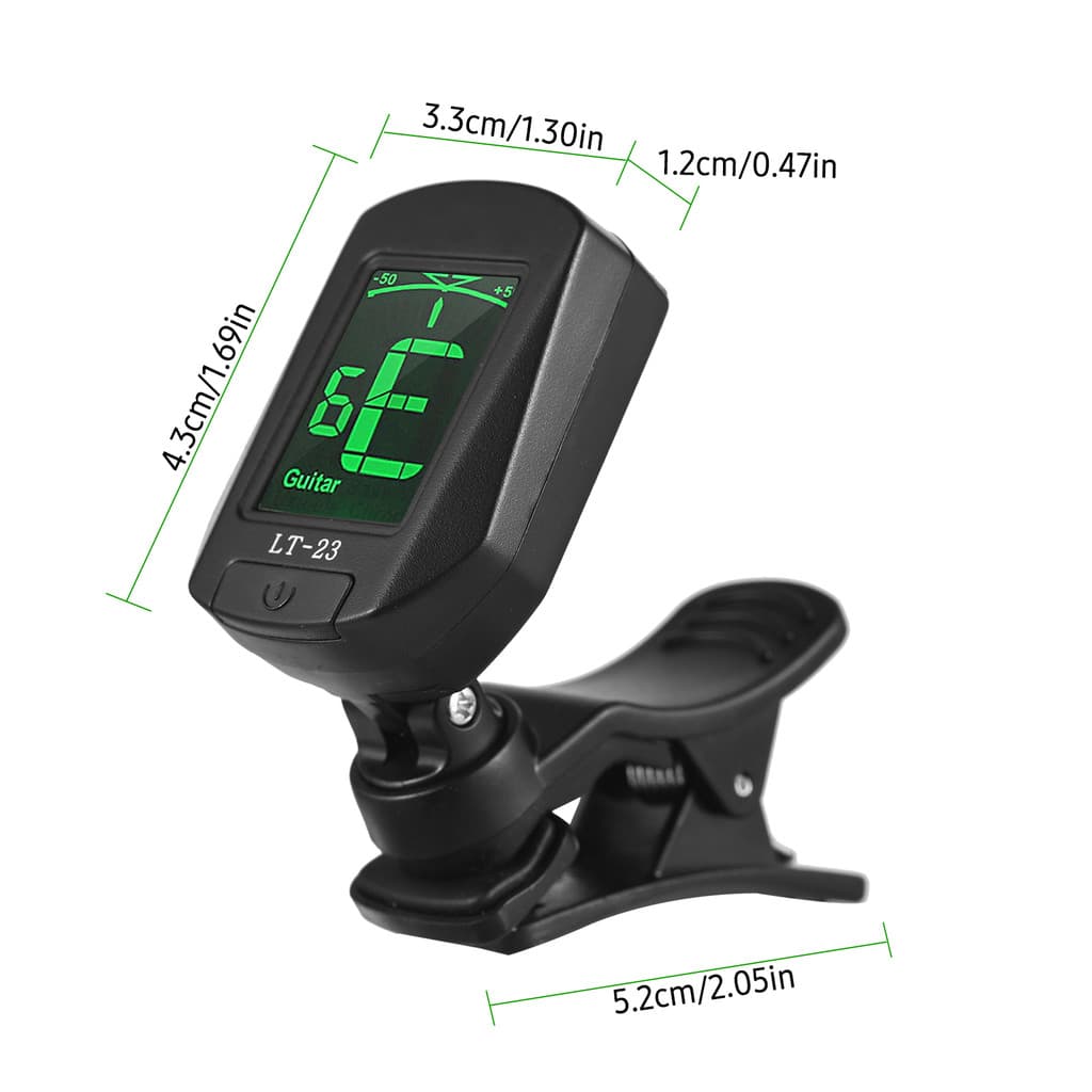 Cawdbr Afinador De Guitarra Clip-On Digital Mini Eletrônico Com Display LCD Para Baixo Violino Ukulele Cromático