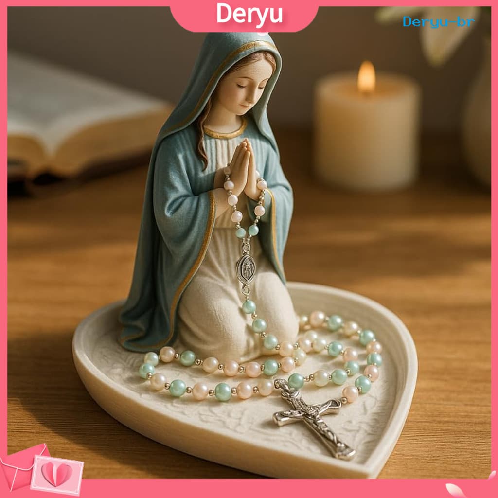 [Deryu]Porta Rosário Da Virgem Maria Resina Estatueta De Ou Jesus Prato De Joias Nossa Senhora Oração Presente Religios