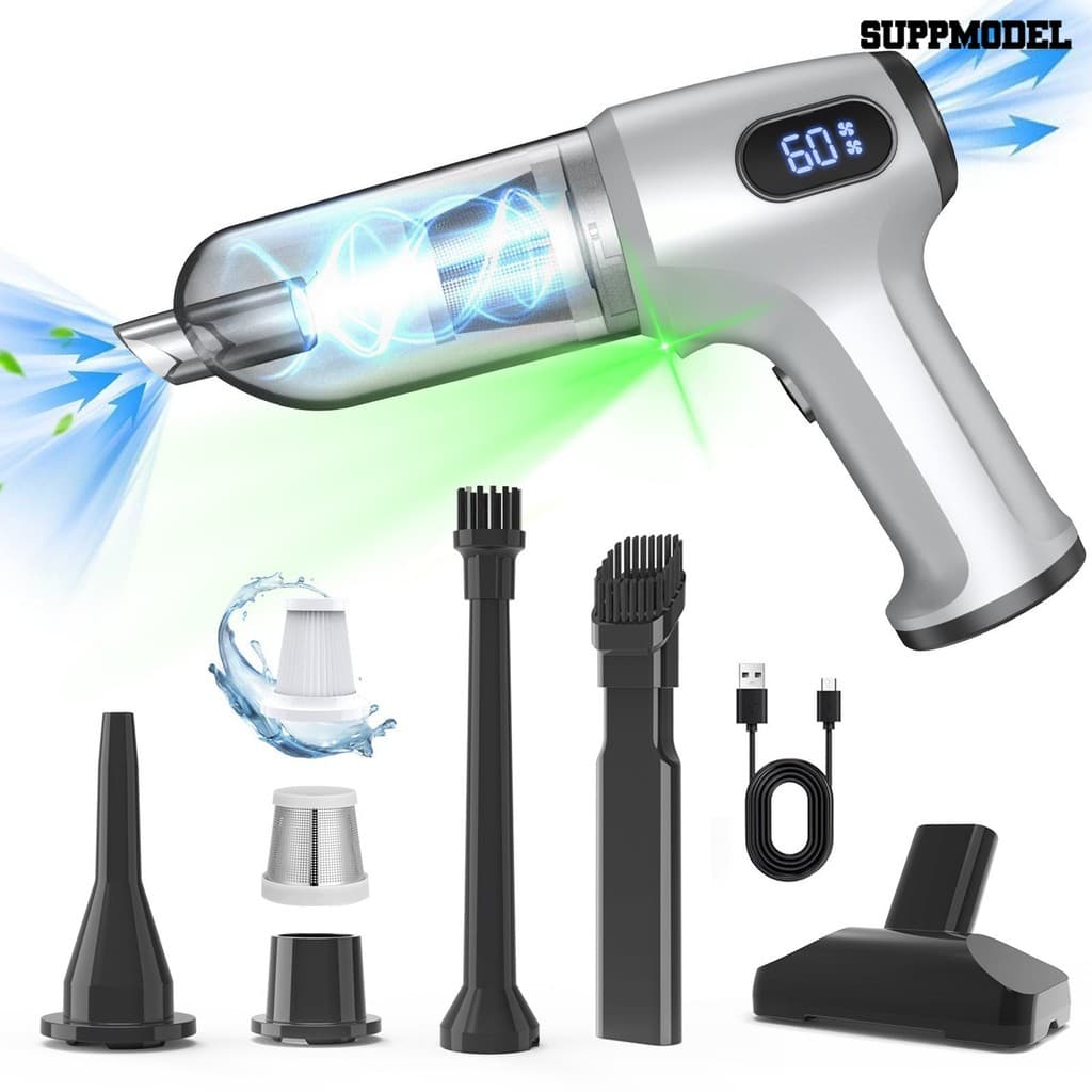 Suppmodel Aspirador De Pó Para Carro , Soprador Três Em Um , Sucção E Inflador Com Níveis De , Sem Fio Luz Verde Domésti