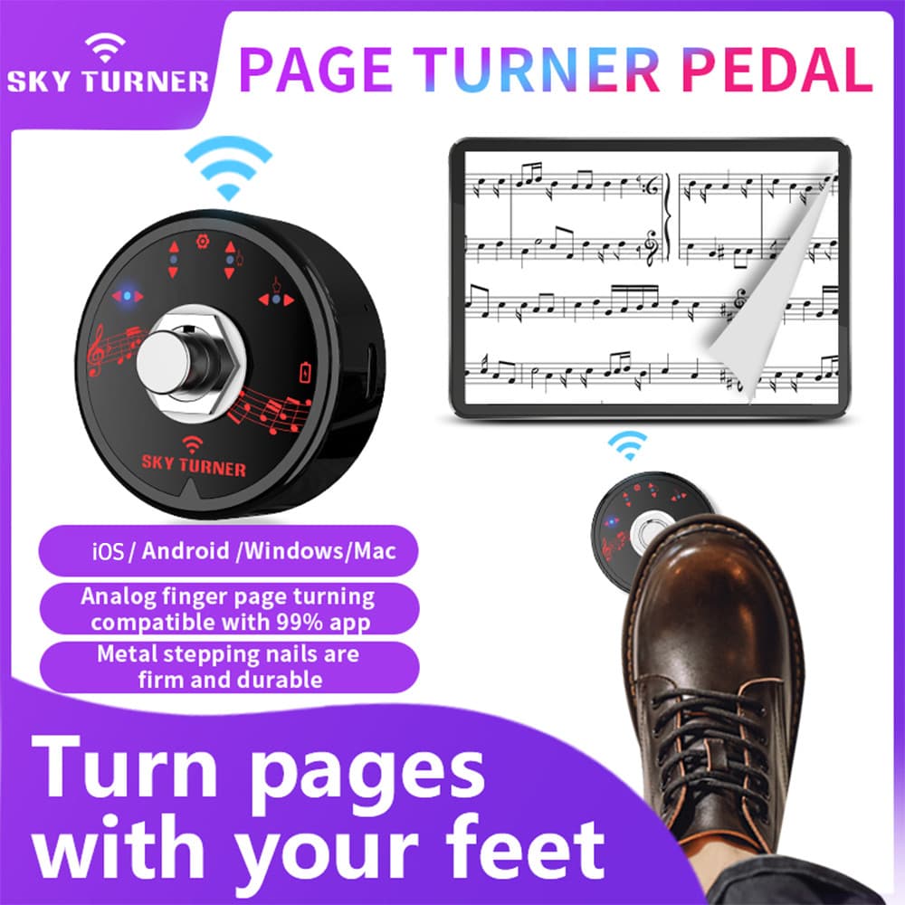 ST-1 BT Page Turner Pedal Recarregável Interruptor De Pé Sem Fio Para Tablet Smartphone Partituras De Música Eletrônicas