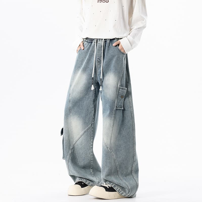 NASA Plus Size Geral Jeans Masculino Novo Estilo Marca Juventude Solta Calças Retas Calças Perna Larga