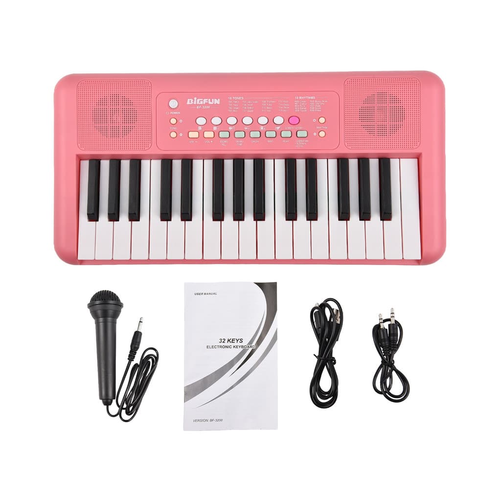 wohobr Teclado Eletrônico De 32 Teclas Piano 16 Tons 10 Ritmos Demoções Alto-Falante Duplo Instrumento Musical Com Micro