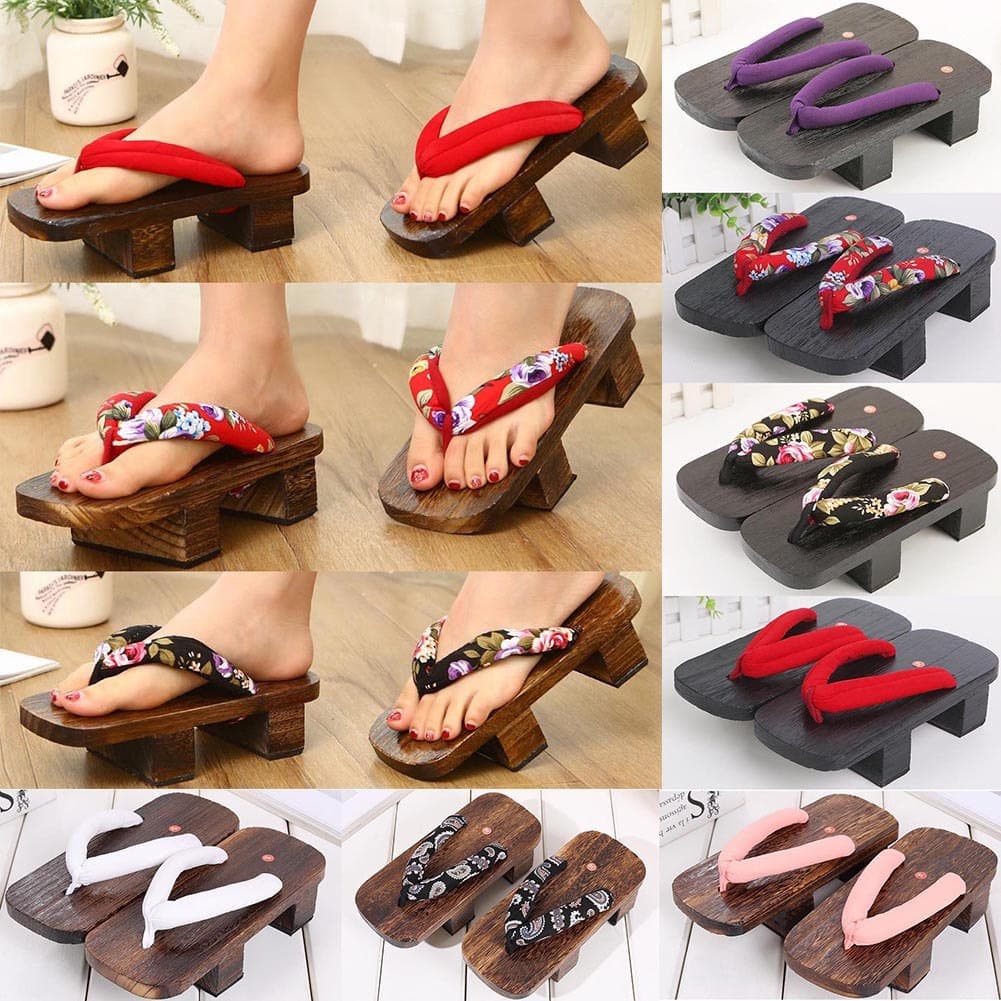 Verão Homem Flip Flops Japonês De Madeira Geta Samurai Tamancos Sapatos Cosplay