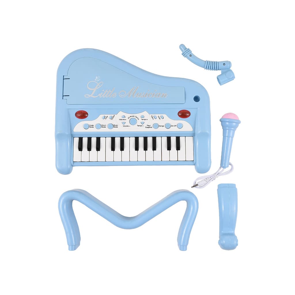 wohobr Teclado Eletrônico De 25 Teclas Piano Mini Instrumento Musical Com Microfone Rotativo De 360 Graus Música Portáti