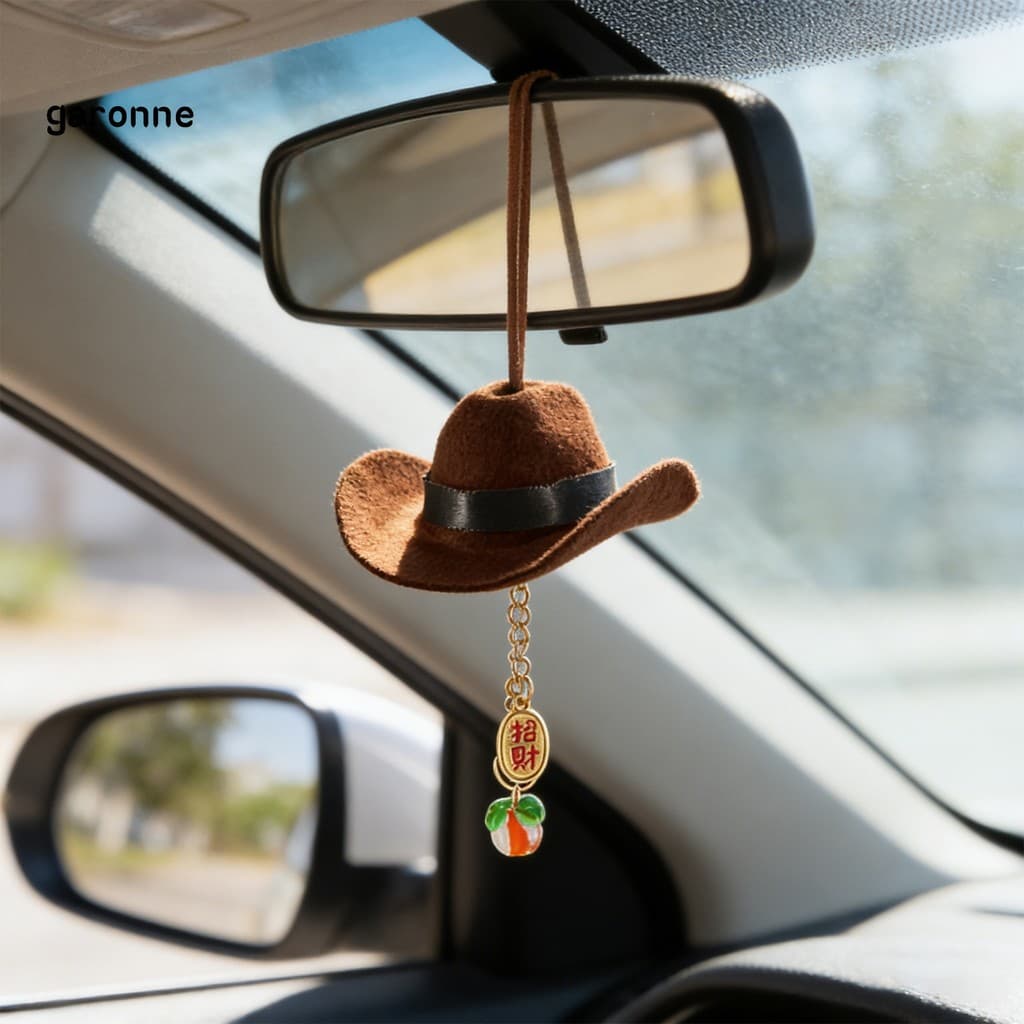 GA-Chapéu De Cowboy Pingente Espelho De Carro Boné Estilo Ocidental Tecido Ornamento Para Homens Mulheres Textura Macia