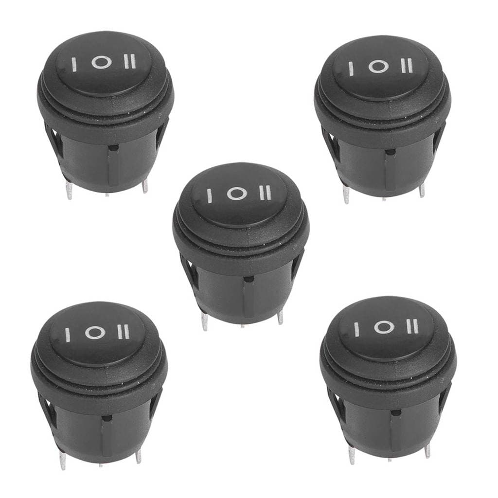 5pcs 3 Posições ON/OFF/Pino De Interruptor Oscilante Redondo Preto 10A/125V 6A/250V