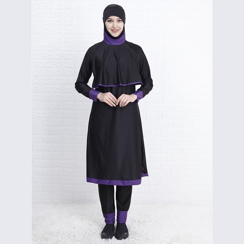 Roupa De Banho Muçulmana Feminina Modesta Retalhos Solto Hijab Burkini Wear 2 Peças Esporte Natação Islâmica