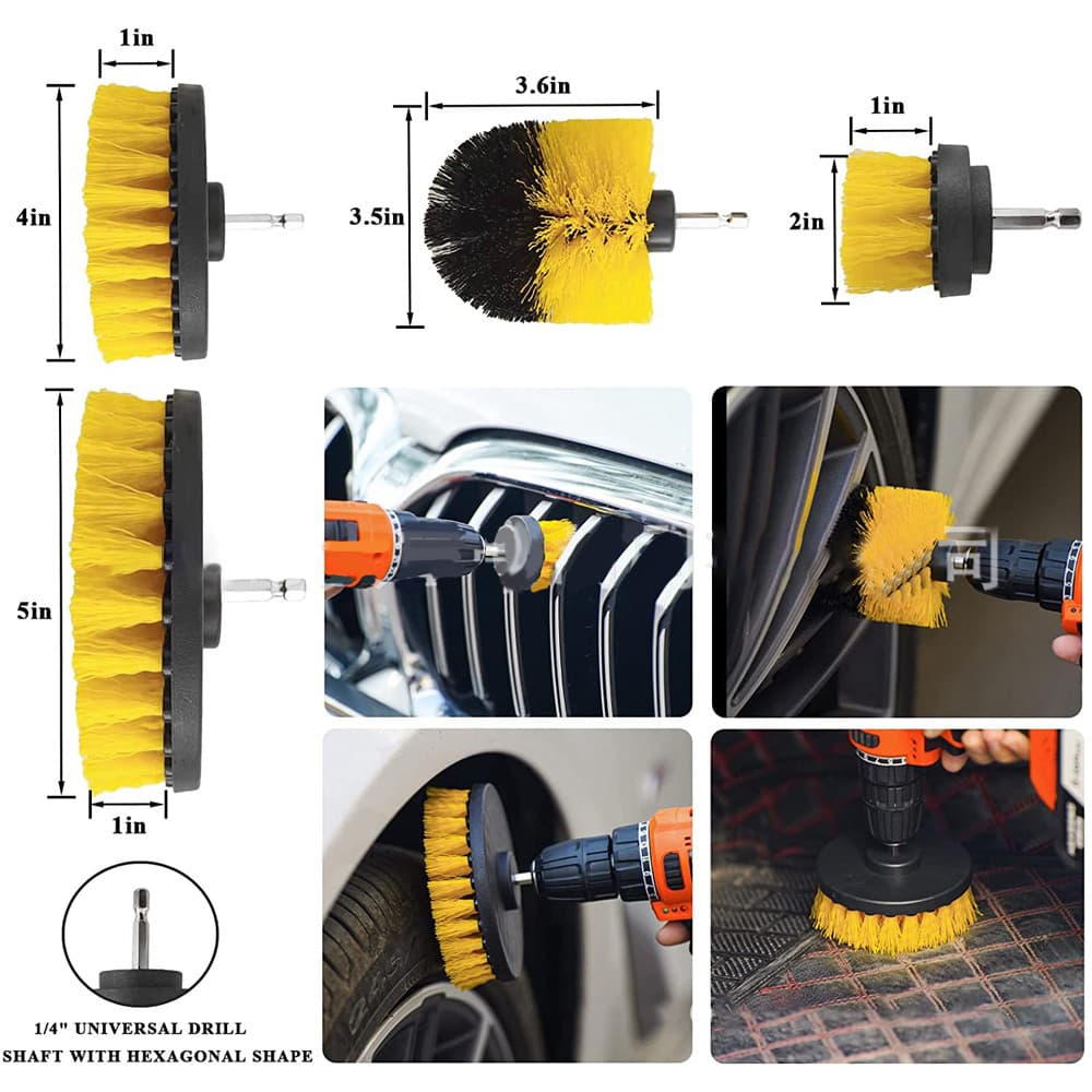 [Andoer.br] 20 Unidades Kit De Lavagem De Carro Limpeza Interna E Externa Detalhando Broca Escova Profissional Completo