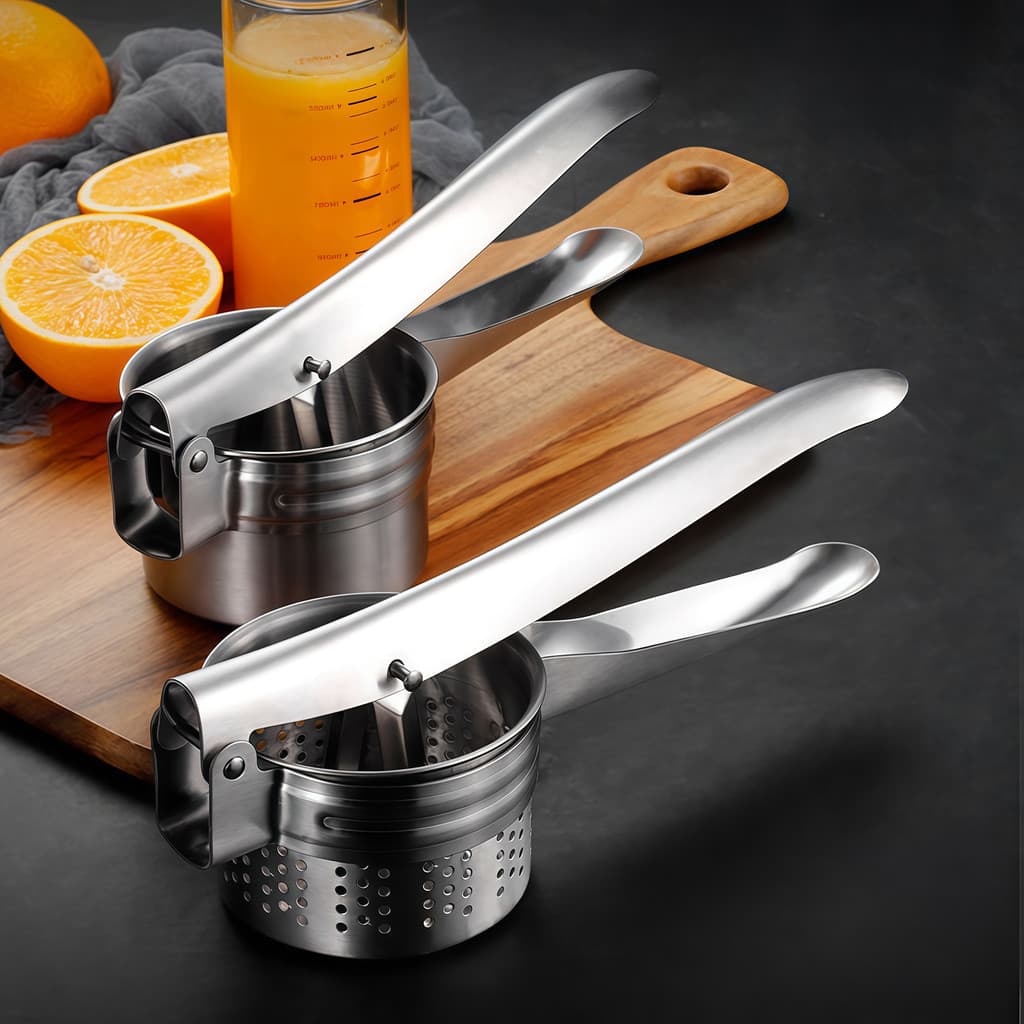 [SKI] Arroz De Batata De Aço Inoxidável Com Alça Em Forma De T , Prensa De Alho Manual Portátil , Ferramenta De Cozinha