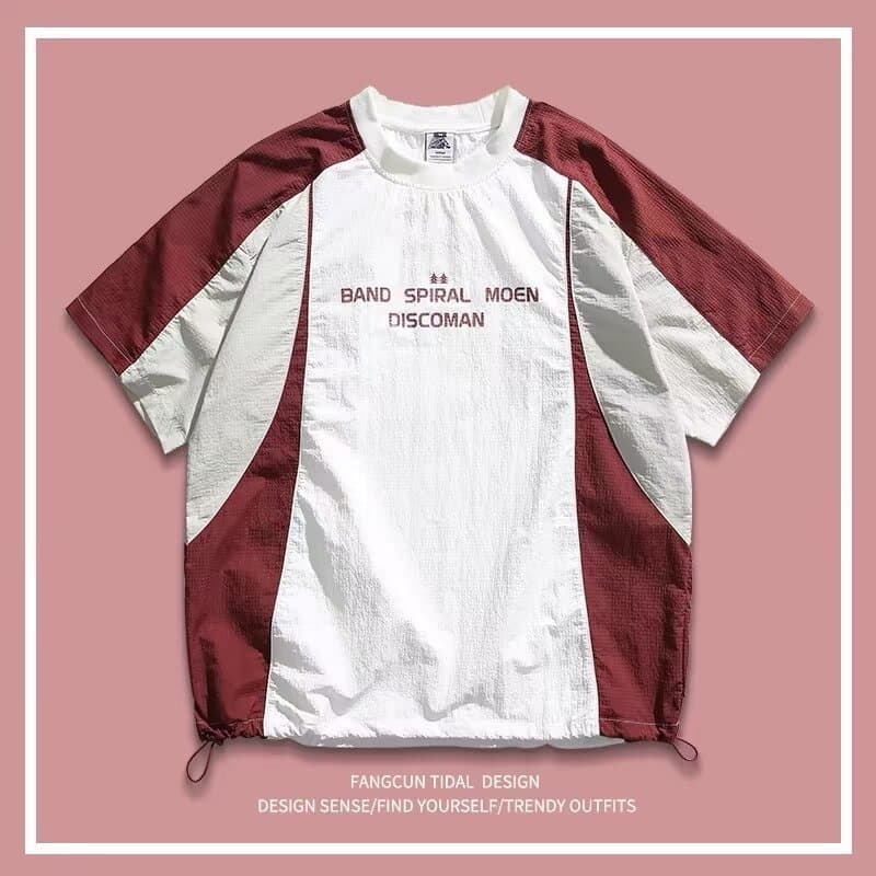 Americano Retro estilo de montanha ao ar livre masculino de manga curta camiseta masculina 2025 novo estilo solto marca