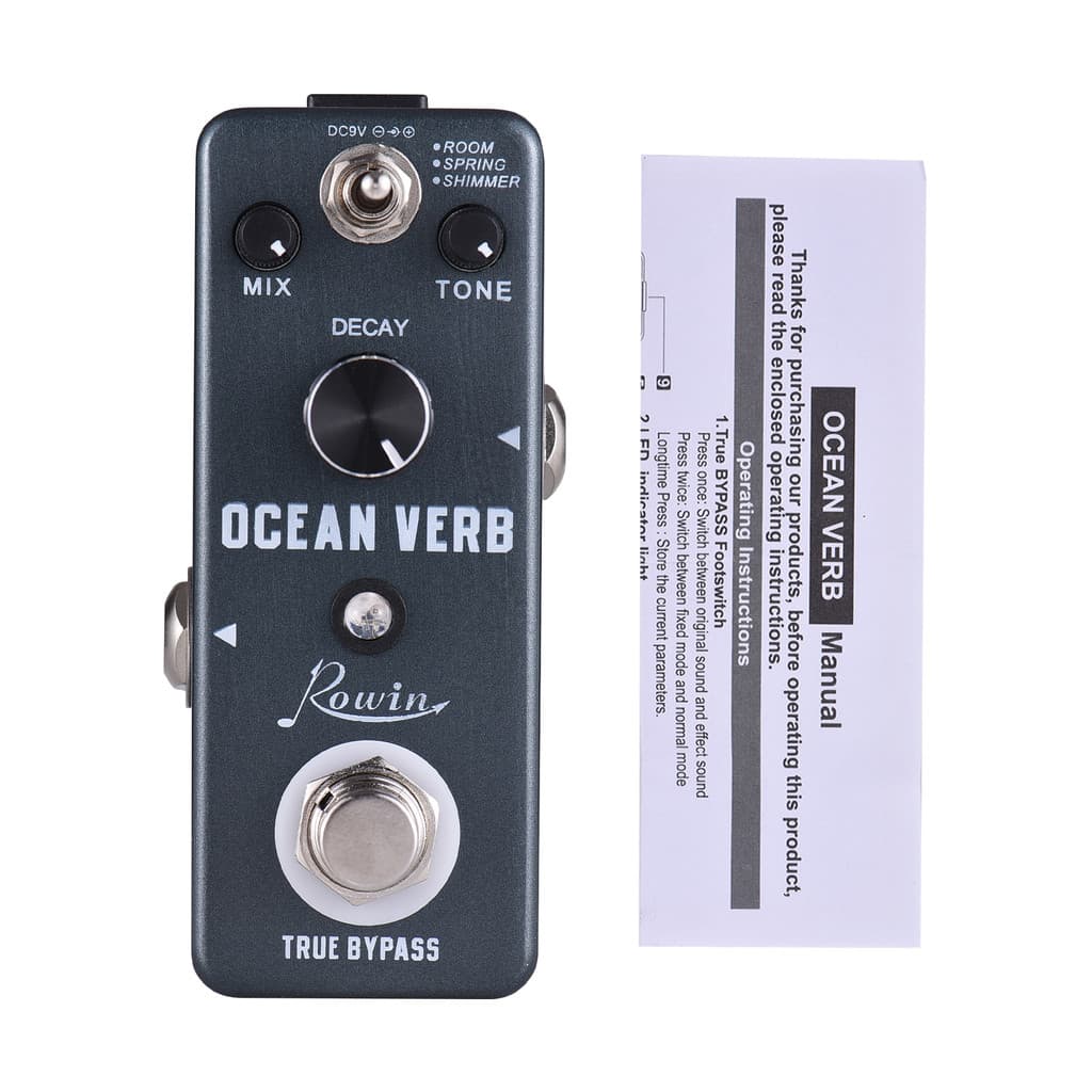 Pedal De Efeitos De Guitarra Rowin Reverb Ocean Verb Room/Spring/Shimmer Efeito De 3 Modos E Botões De Controle MIX/DECA