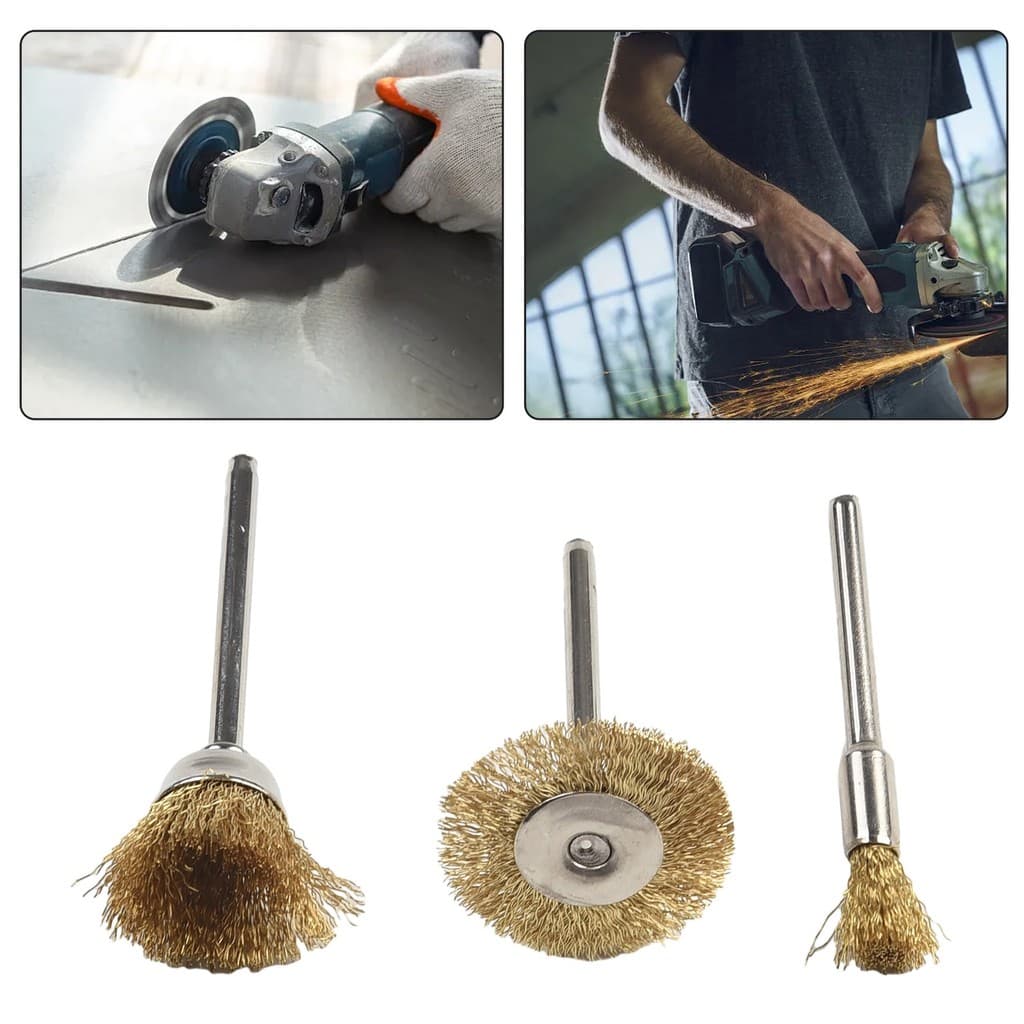 < Ay > 3pcs Fio De Cobre Roda Copo Escovas Bits Conjunto Removedor De Tinta Ferrugem Para Ferramenta Rotativa ❀