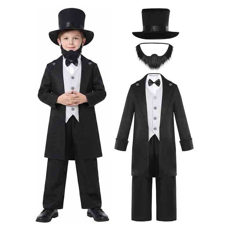 Fantasia Infantil De Luxo Abraham Lincoln Para Meninos De Dia Dos Presidentes Halloween Cosplay