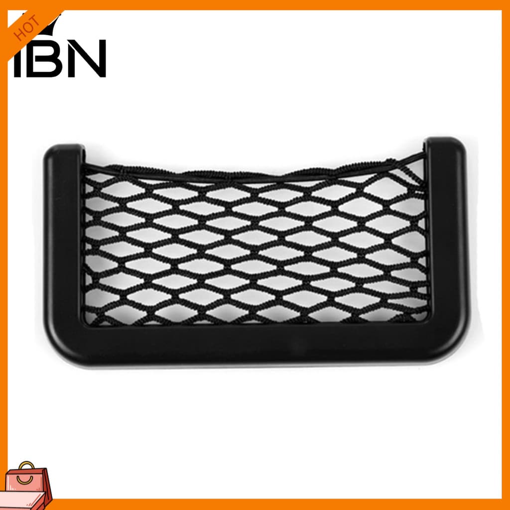 [IBN] Bolsa De Armazenamento De Bolso Para Carro Autoadesiva De Malha Oca Durável Suporte Telefone