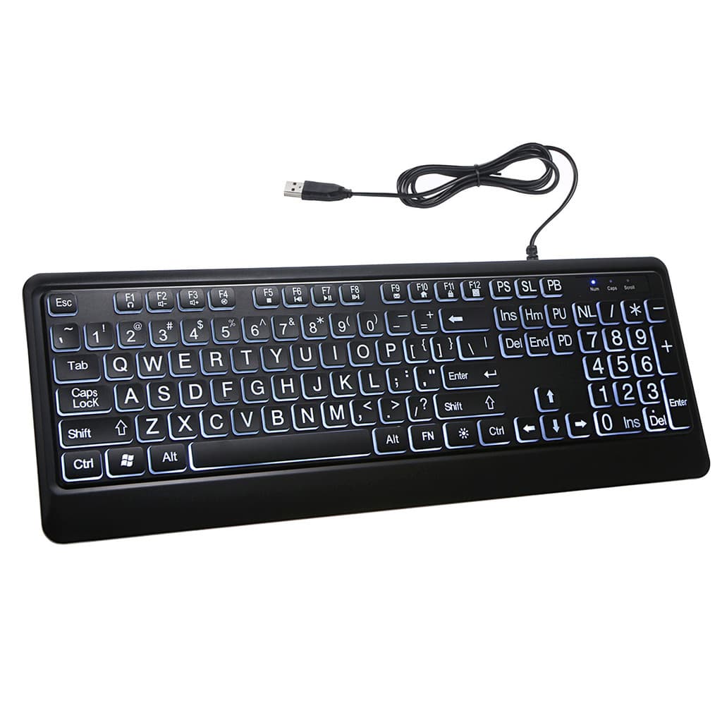 Teclado Com Fio Retroiluminado De Impressão Grande Interface USB