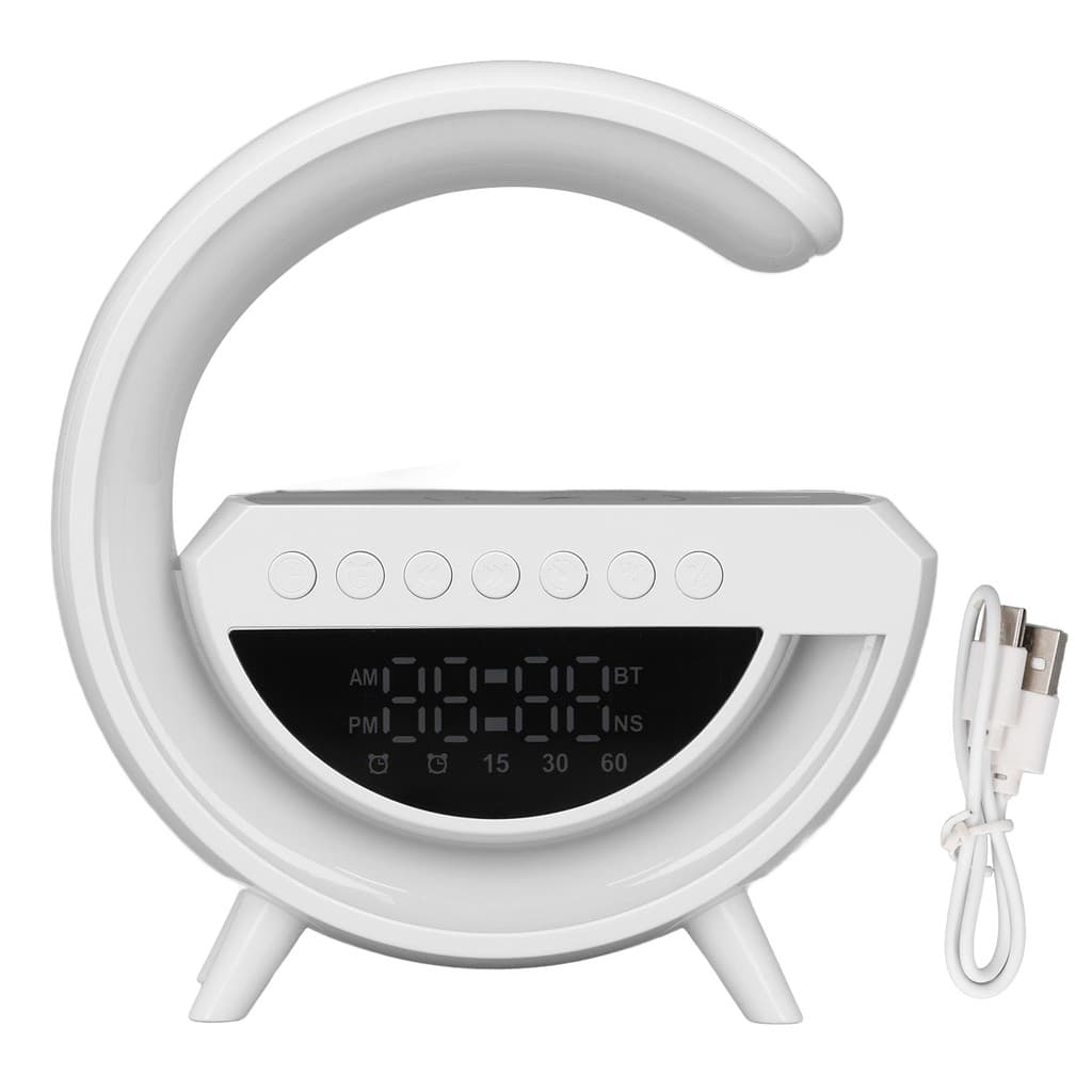 Iluminação Ambiente Bluetooth Speaker Charger G Shape Lâmpada De Luz Noturna Sem Fio Com Função De Relógio