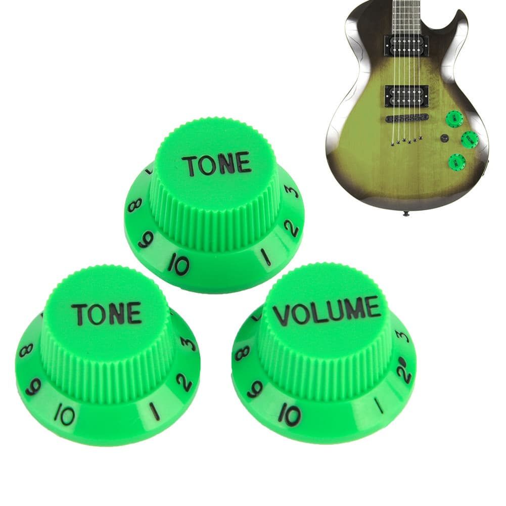 tolobr 3 Peças De Botões De Controle De Tom De Volume Para Guitarras , Acessório De Botão Guitarra Elétrica St Sq (Verde