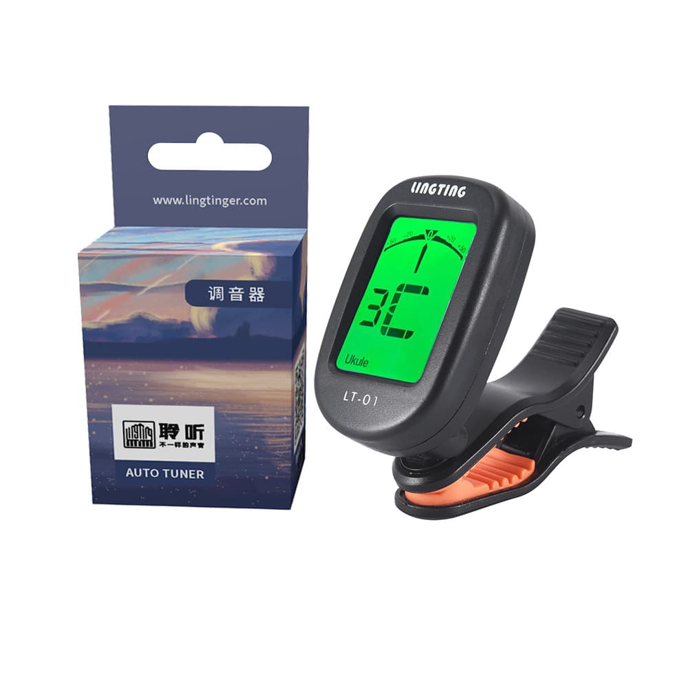 cpnobr LINGTING LT-01 Mini Afinador Eletrônico Digital Clip-On 360 ° Rotativo Com 2 Telas LCD De Luz De Fundo Para Guita