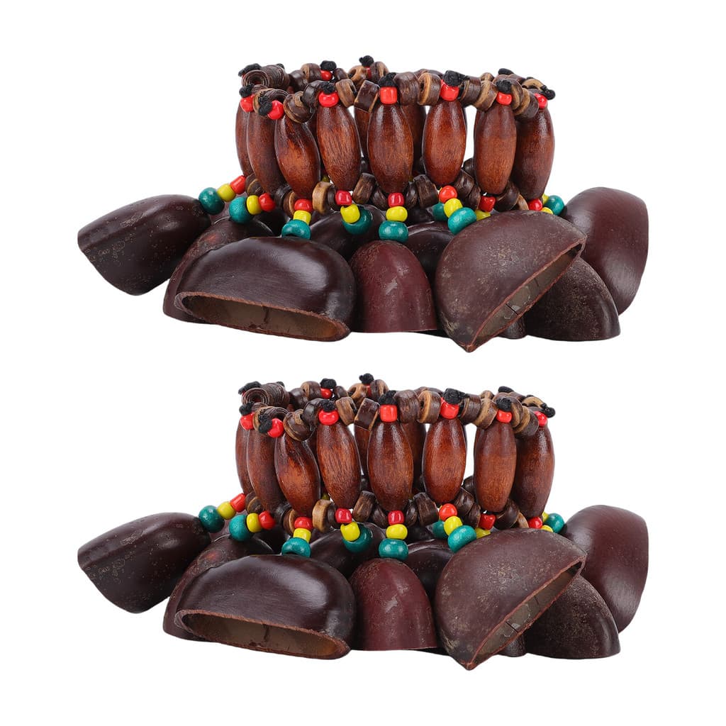 2 Pacotes De Chocalho De Semente Africana Natrual Porca Concha Pulseira Artesanal Instrumento Musical Shakers Ressonânci