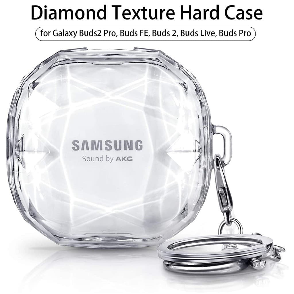 Caixa Diamond Clear Para Samsung Galaxy Buds2 Pro Buds FE Capa Dura Com Chaveiro Live 2