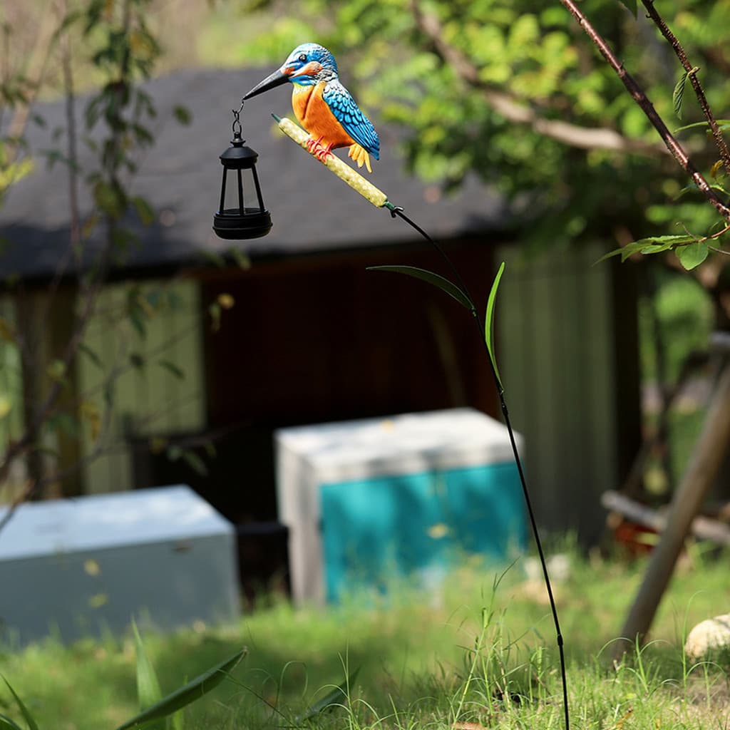 seafeel Garden Bird Luz Solar , Lanterna Ao Ar Livre Hummingbird Kingfisher Com Estaca , Liga/Desliga Automática Para Pá