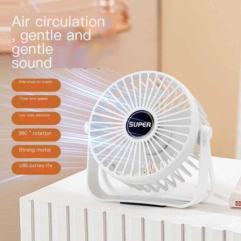 Mini Ventilador Portátil USB De 4 Polegadas Para Camping , Pessoal De Mesa Silenciosa De 3 Velocidades , 360 ° Ajuste Ve