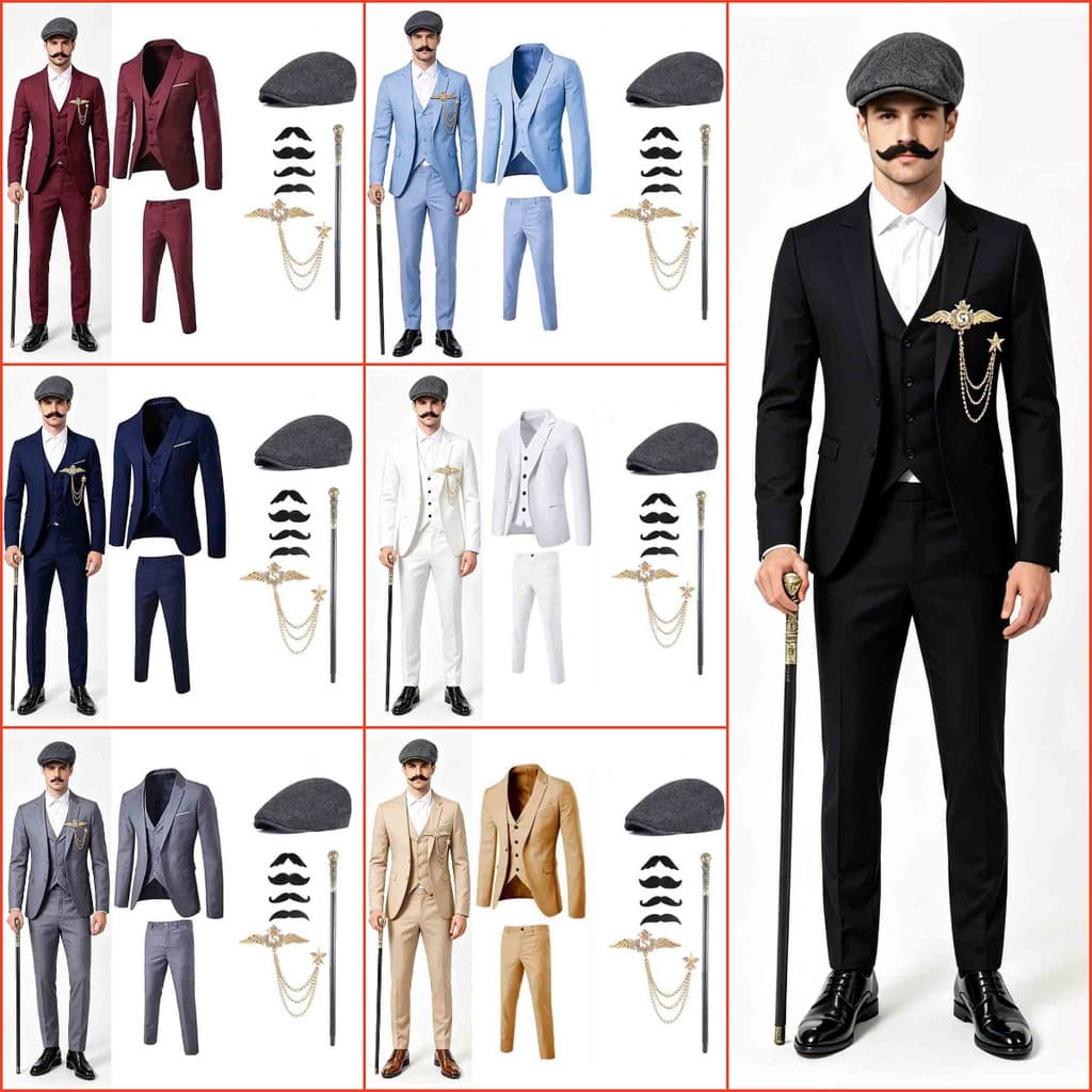 Conjunto De Acessórios De Fantasia Masculina Dos Anos 1920 , De Gangster , Fantasias De 20 Para Roupas De Festa De Hallo