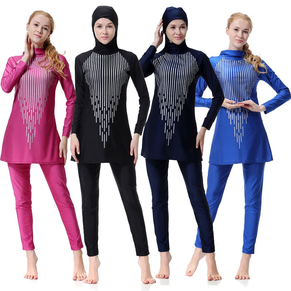 Mulheres Modesto Muçulmano Maiô Cobertura Completa Roupa De Banho Islâmica Hijab Senhoras Beachwear Natação Burkini Nada