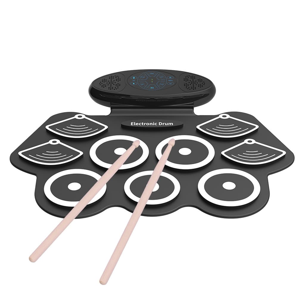 sicibr Portátil 9 Almofadas Conjunto De Bateria Eletrônica Roll Up Silicone Prática Almofada Embutido 2 Alto-Falantes Es