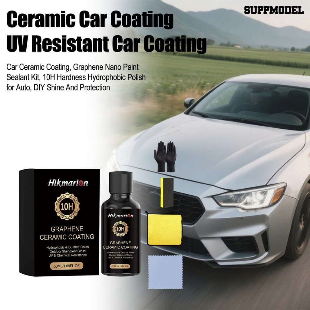 Suppmodel Revestimento Cerâmico Para Carro , Kit Selante De Nano Pintura De Grafeno , Polimento Hidrofóbico De Dureza 10